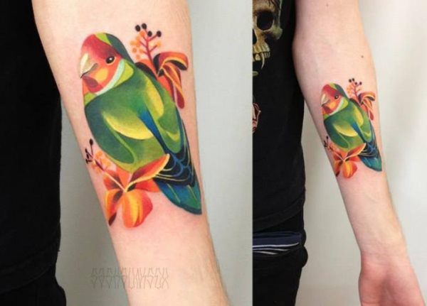 tatuajes de loros verdes